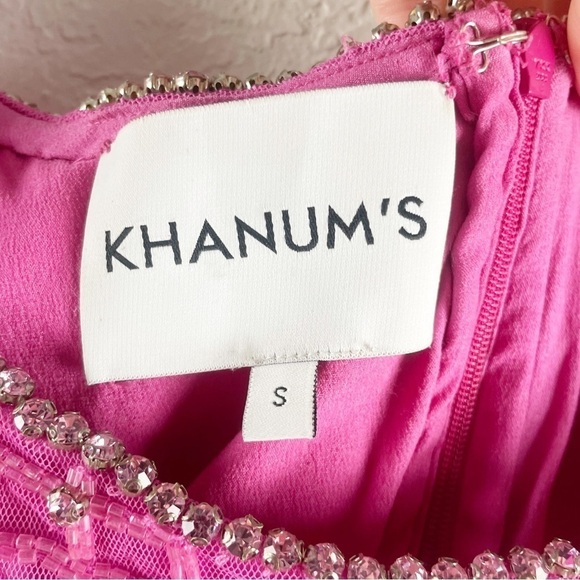 Khanums Kefi Crystal Embellished Beaded Mini Dress Pink Small Cocktail Party - Picture 7 of 12